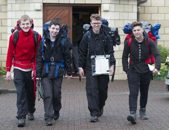 Team setting off on Hike